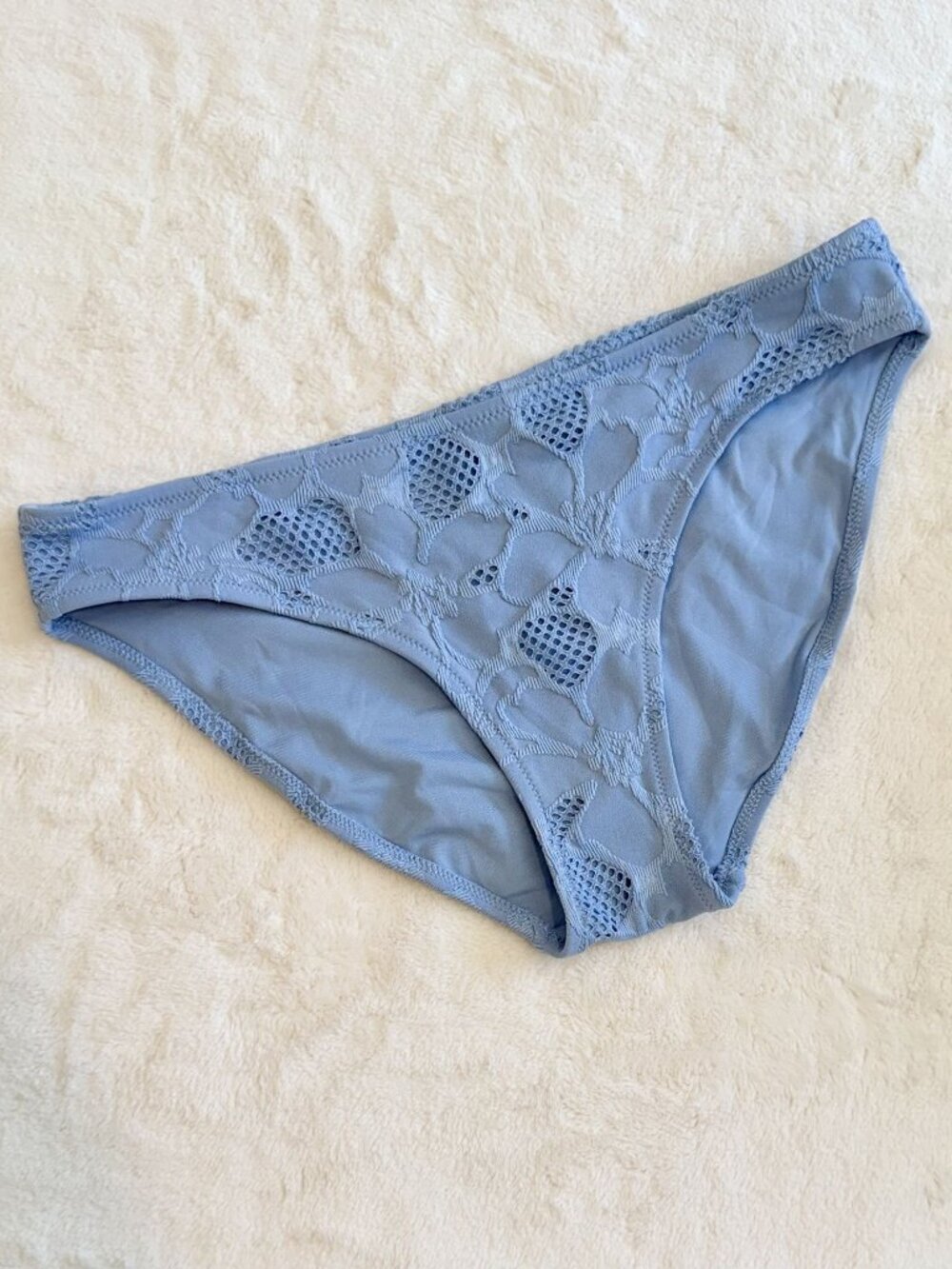 NWT Aerie Light Blue Textured Crochet Floral Bikini Bottom - Size: Medium